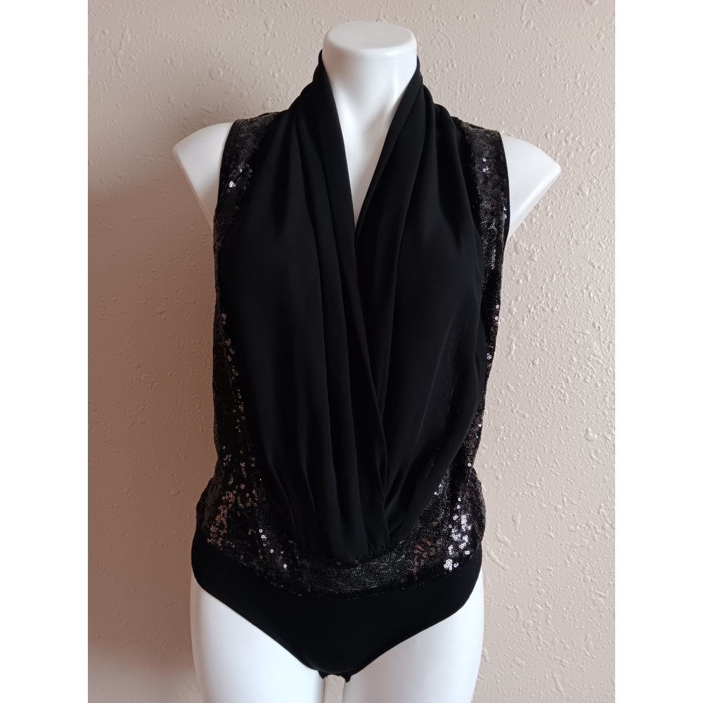 Eva Mendes Sequin Chiffon Bodysuit